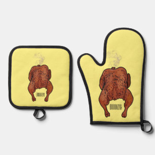 Ensemble De Gant De Cuisine Et De Manique Illustration de poulet rôti