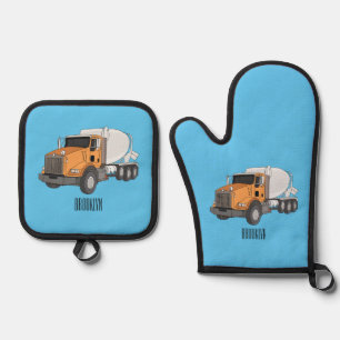 Ensemble De Gant De Cuisine Et De Manique Illustration du camion de mélange de béton