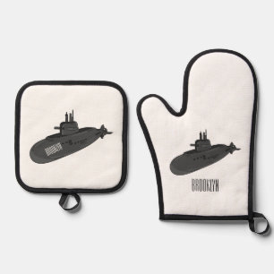 Ensemble De Gant De Cuisine Et De Manique Illustration sous-marine