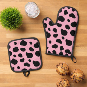 Ensemble De Gant De Cuisine Et De Manique Impression de vache, Motif de vache, Spots de vach