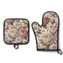 Initiales personnalisées chic roses vintage cottag