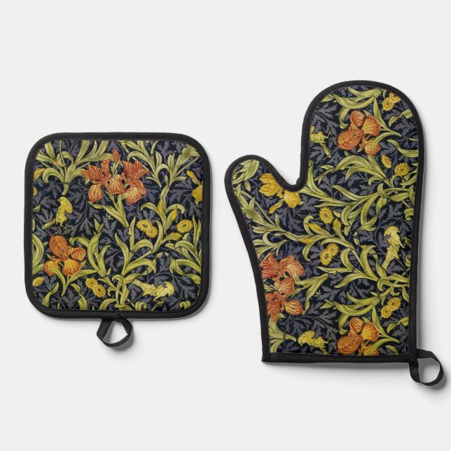 Ensemble De Gant De Cuisine Et De Manique Iris William Morris (Recto)