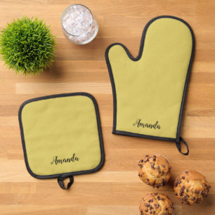 Ensemble De Gant De Cuisine Et De Manique Jaune Chaud Douceur Set de Manique et de Dessous d
