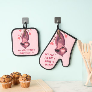 Ensemble De Gant De Cuisine Et De Manique Joyeux Jouer Sloth Texte Personnalisé Drôle