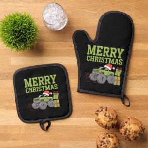 Ensemble De Gant De Cuisine Et De Manique Joyeux Noël Monster Camion Toddler Boys Noël
