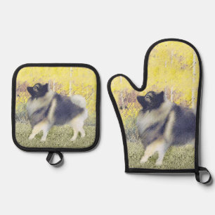 Ensemble De Gant De Cuisine Et De Manique Keeshond à Aspen Peinture Mignonne Art Canin Origi