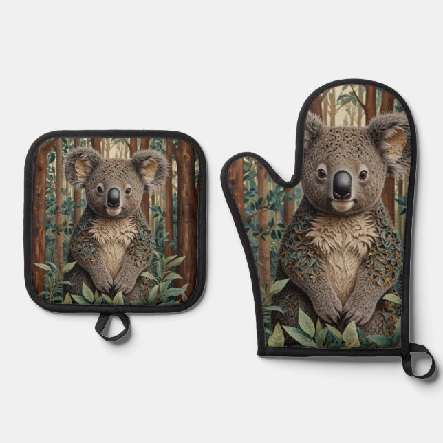 Ensemble De Gant De Cuisine Et De Manique Koala Bear (Recto)