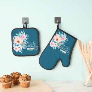 Ensemble De Gant De Cuisine Et De Manique La Joie du Seigneur floral