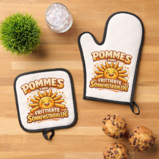 Ensemble De Gant De Cuisine Et De Manique Les frites sont des rayons de soleil frits -