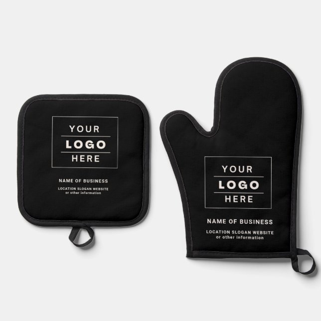 Ensemble De Gant De Cuisine Et De Manique Logo d'entreprise personnalisé rustique noir et bl (Recto)