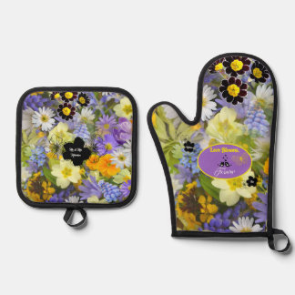 Ensemble De Gant De Cuisine Et De Manique Love Blooms