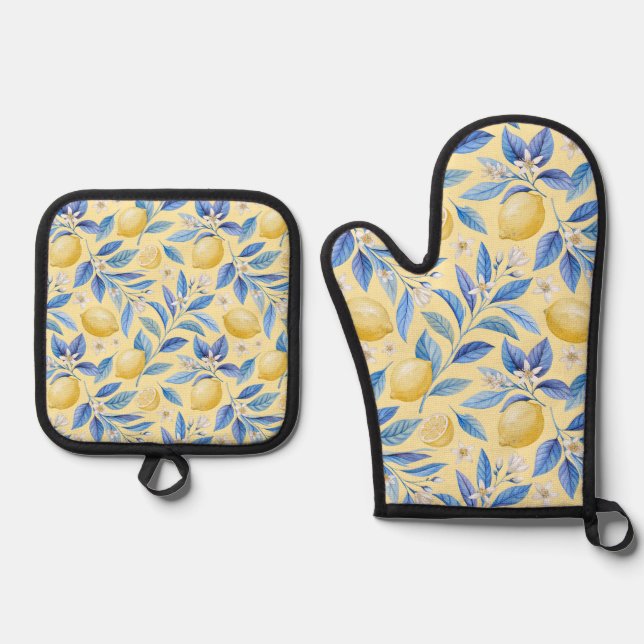 Ensemble De Gant De Cuisine Et De Manique Lover citron (Recto)