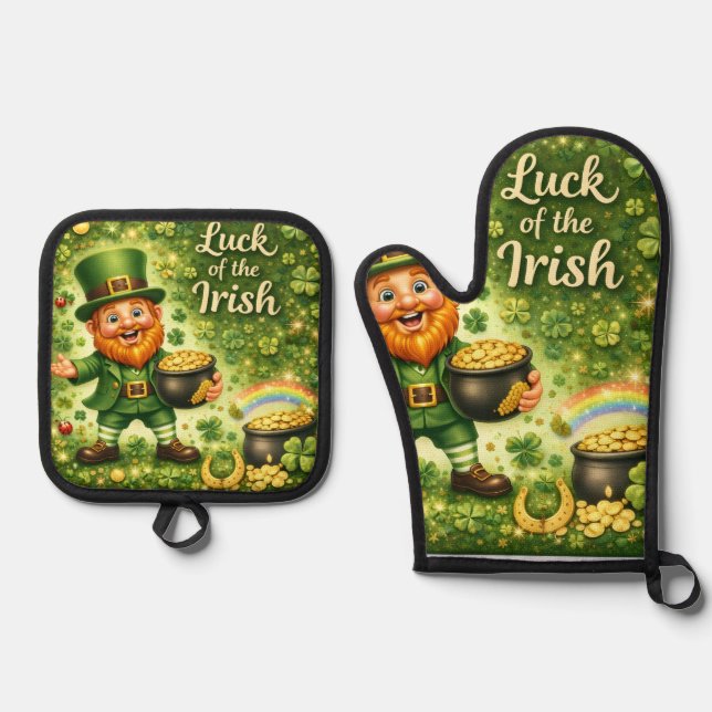 Ensemble De Gant De Cuisine Et De Manique Luck of the Irish Pot Holder Set  (Recto)