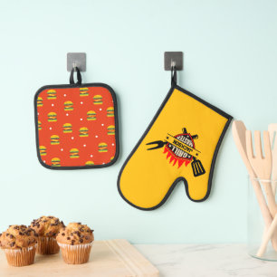 Ensemble De Gant De Cuisine Et De Manique Maître du grill
