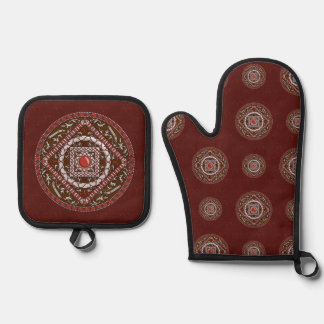 Ensemble De Gant De Cuisine Et De Manique Mandala du Bélier