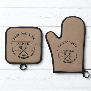 Ensemble De Gant De Cuisine Et De Manique Meilleur papa jamais Russe Fête des pères Grillmas