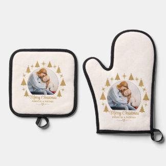 Ensemble De Gant De Cuisine Et De Manique Merry Christmas Merry As A Mother White Gold Photo