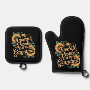 Ensemble De Gant De Cuisine Et De Manique Mes personnes préférées m'appellent grand-mère pou