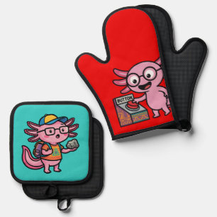 Ensemble De Gant De Cuisine Et De Manique Mignon Je me pose des questions de axolotl aztéque