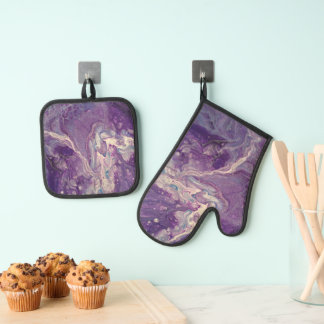Ensemble De Gant De Cuisine Et De Manique Milkyway violet