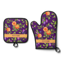 Monogram Fall Peache Plum Purple Green Cuit Fruit