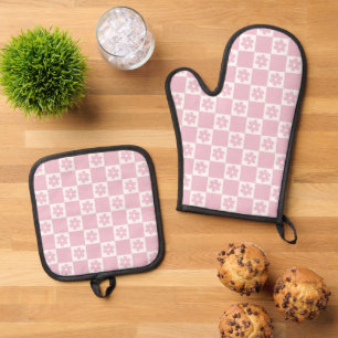 Ensemble De Gant De Cuisine Et De Manique Motif à fleurs roses