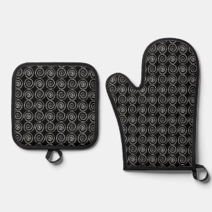 Ensemble De Gant De Cuisine Et De Manique Motif celtique à double spirale