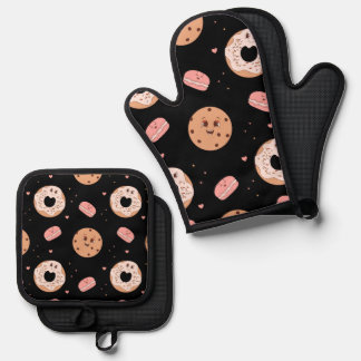 Ensemble De Gant De Cuisine Et De Manique Motif de caractères de dessert style les années 50