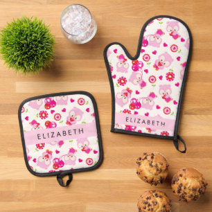 Ensemble De Gant De Cuisine Et De Manique Motif De Chouettes, Chouettes Mignonnes, Chouettes