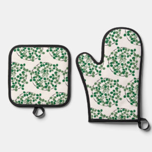 Ensemble De Gant De Cuisine Et De Manique Motif de feuille japonaise