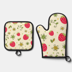 Ensemble De Gant De Cuisine Et De Manique Motif de fraises