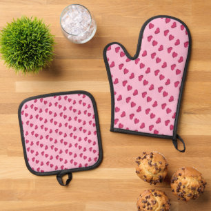 Ensemble De Gant De Cuisine Et De Manique Motif en cristal rose