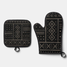 Motif géométrique tribal ivoire noir | Moderne Boh
