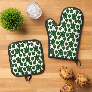 Ensemble De Gant De Cuisine Et De Manique Motif joli de tortue et de feuilles