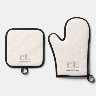 Ensemble De Gant De Cuisine Et De Manique Nom initial du monogramme blanc