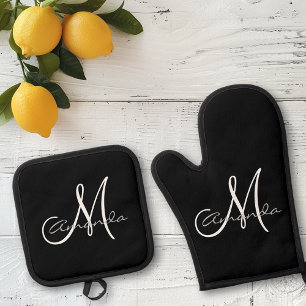 Ensemble De Gant De Cuisine Et De Manique Nom personnalisé Monogramme initial