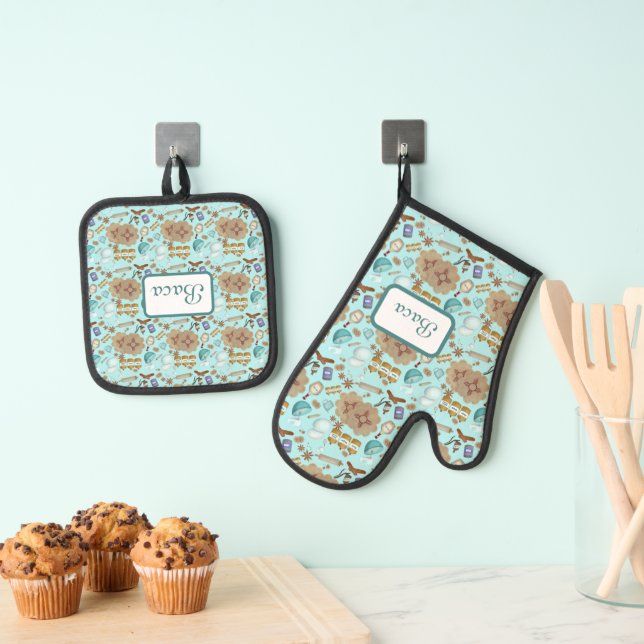 Ensemble De Gant De Cuisine Et De Manique Nouveau-Mexique Biscochito Cookies Zia Sun (In situ (suspendu))