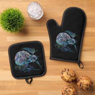 ENSEMBLE DE GANT DE CUISINE ET DE MANIQUE NOUVELLE-ZÉLANDE KIWI PAUA