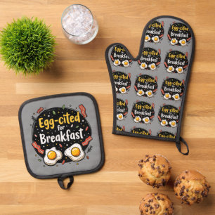 Ensemble De Gant De Cuisine Et De Manique Oeuf cité pour Breakfast Funny Foodie Pun Design