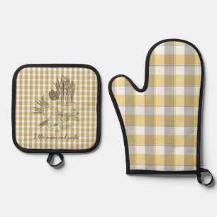 Ensemble De Gant De Cuisine Et De Manique Oignon et cuisine jaune beige à l'ail