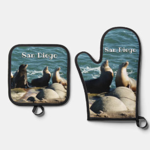 Ensemble De Gant De Cuisine Et De Manique Otaries de San Diego