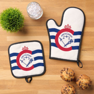 Ensemble De Gant De Cuisine Et De Manique Oven Mitt, Pot Holders avec le drapeau de Cincinna