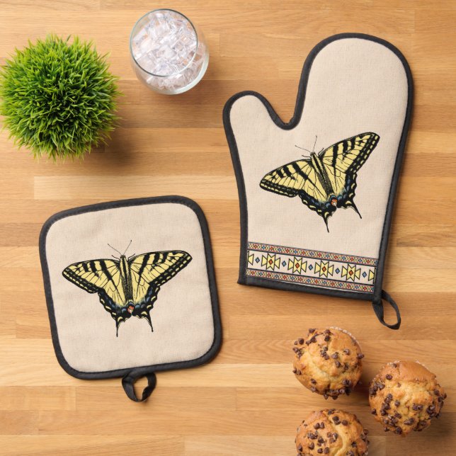 Ensemble De Gant De Cuisine Et De Manique Papillon Southwest Yellow Swallowtail (De haut en bas)