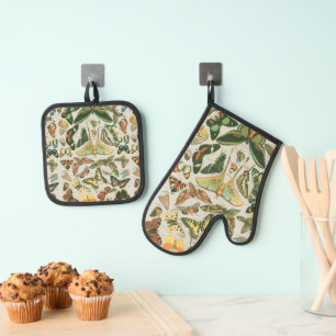 Ensemble De Gant De Cuisine Et De Manique Papillons Vintages papillons d'antiquités Art