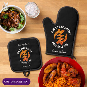 Ensemble De Gant De Cuisine Et De Manique Parties scintillant chrétienne GYE NYAME Adinkra A