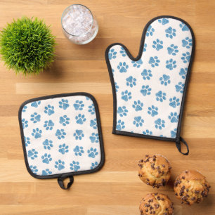 Ensemble De Gant De Cuisine Et De Manique Patrouilles de Doodle, Paws de Chien, Paws Bleus