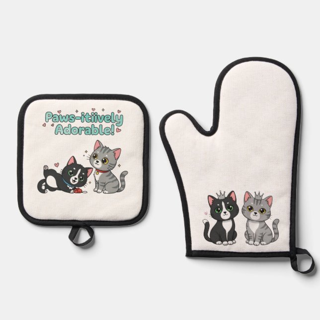 Ensemble De Gant De Cuisine Et De Manique Paws-itiively Adorable! (Recto)