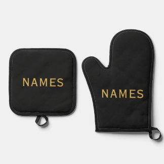 Ensemble De Gant De Cuisine Et De Manique Personalized With 2 Last Name or Nickname on Them