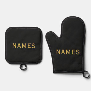 Ensemble De Gant De Cuisine Et De Manique Personnalisé avec 2 noms de famille ou surnoms