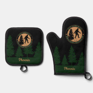 Ensemble De Gant De Cuisine Et De Manique Personnalisé Funny Sasquatch Emplacement et recher
